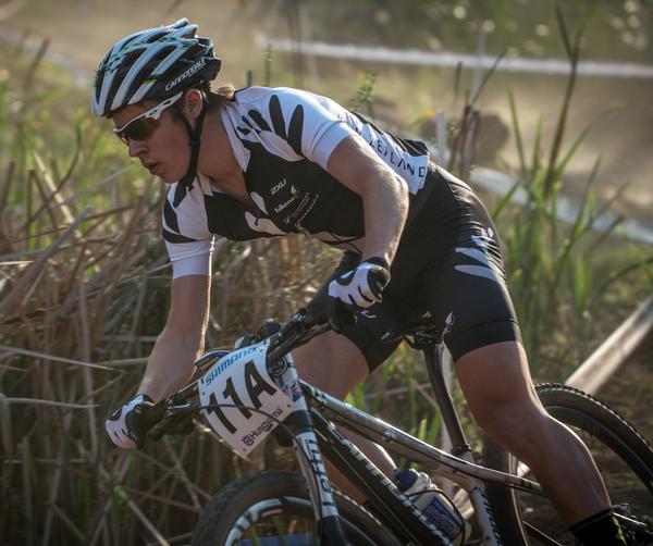 Anton Cooper in action in the Team Relay at the UCI Mountain Bike World Championships in South Africa.